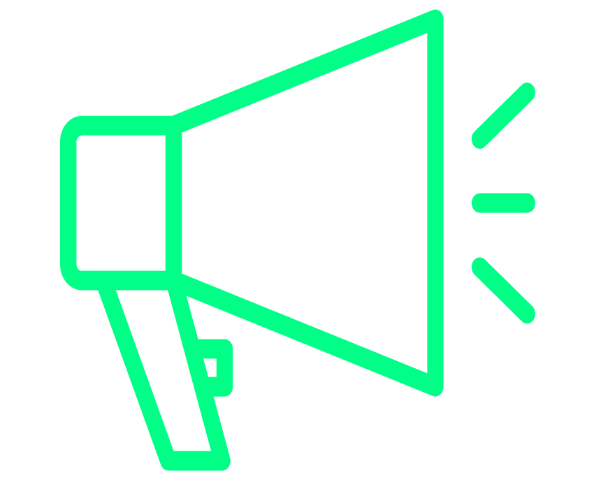 Icon of a megaphone, indicating communications