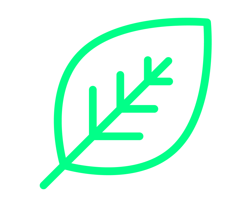 Icon of a leaf, indicting green businesses and environmental concerns